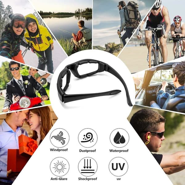 3 par motorcykel ridglasögon glasögon vadderade UV-skydd Du