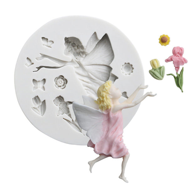 1 stk. 3D fe 3D engel alfe silikone fondantform blomst pige kage cho