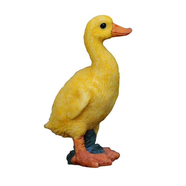 Havefigur i form af en gul and - levende miniaturefigur til feer