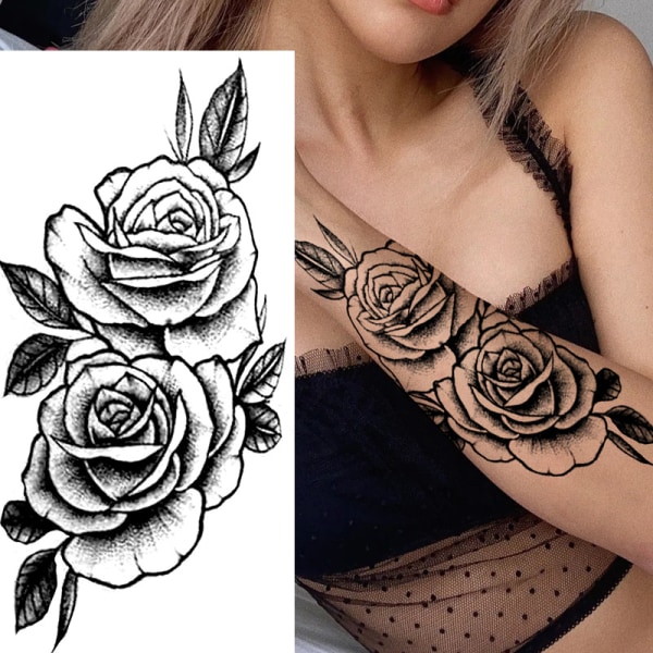 Rose Water Transfer Tattoo Stickers Women Body Art Temporary Tatt