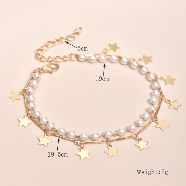 2 Sommar Herrar Och Damers Strand Anklet Imitation Pärla Set Geometrisk