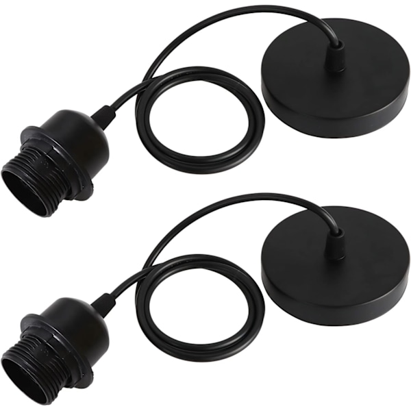 Sett med 2 E27 Pendellamper med Skruring, 100CM Justerbar Kabel, E27 Pendellampeholder, Kompatibel med Lampeskjerm, for Takbelysning Stue R
