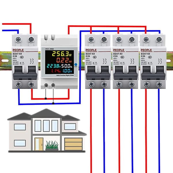 Digital energimåler, ac 40-300v 100a voltmeter ammeter, multifunksjonell Res