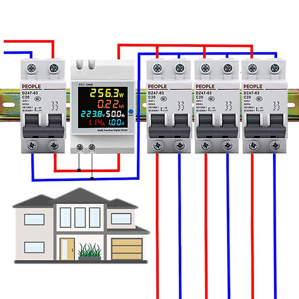 Digital energimätare, AC 40-300V 100A Voltmeter Ammeter, multifunktionell Res
