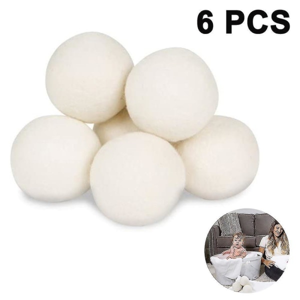 6-pakk ulltørkeballer, økologisk naturlig ull til klesvask, Fabri