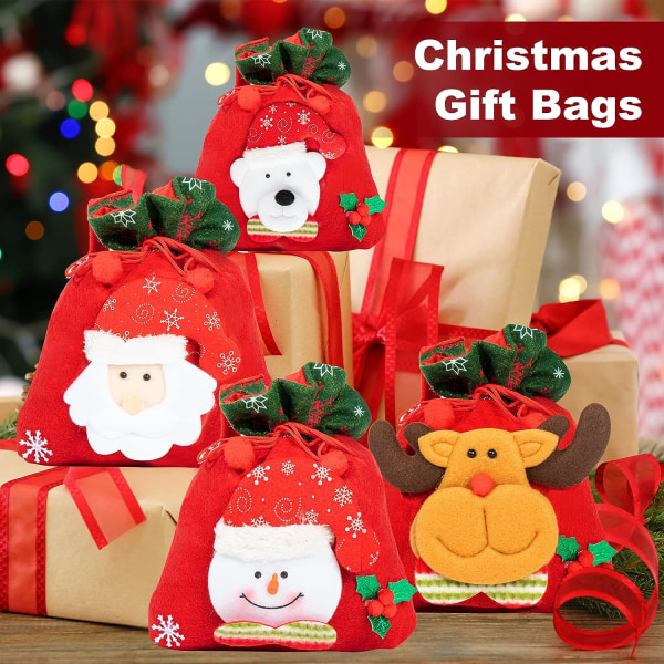 Sacs-cadeaux de Noël, sacs de Noël à cordon, sac cadeau de Noël 3