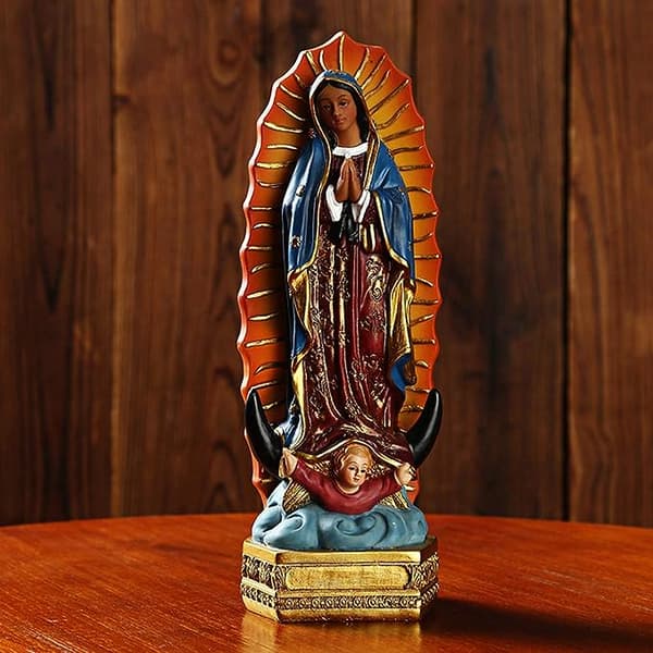 Vår Frue av Guadalupe Den hellige jomfru Maria Resin Statue Skulptur