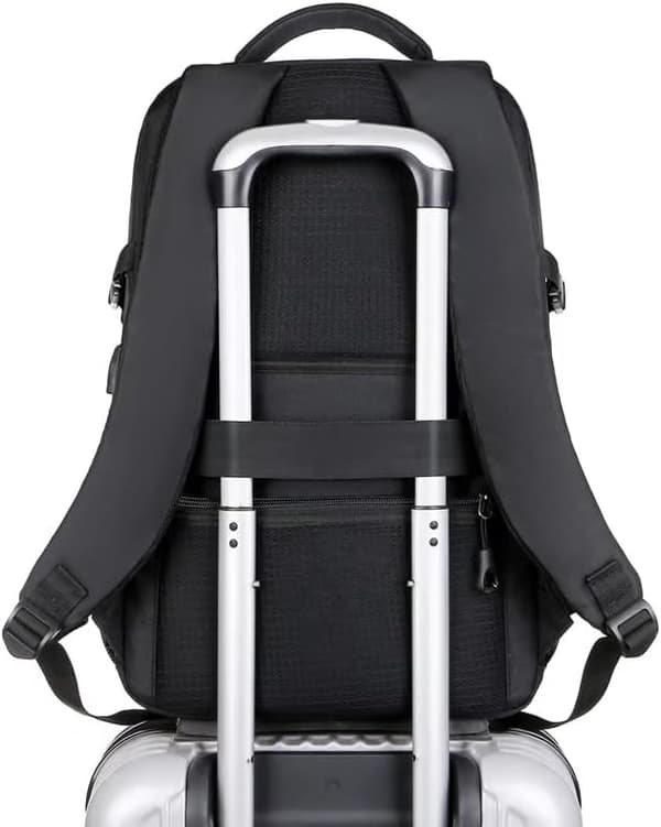 Fritidsrygsæk sort med hovedtelefonstik USB-port, Sort, 45*29*12cm