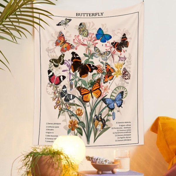 Butterfly Gobeläng Blomma Gobeläng Vintage vertikal blomplan