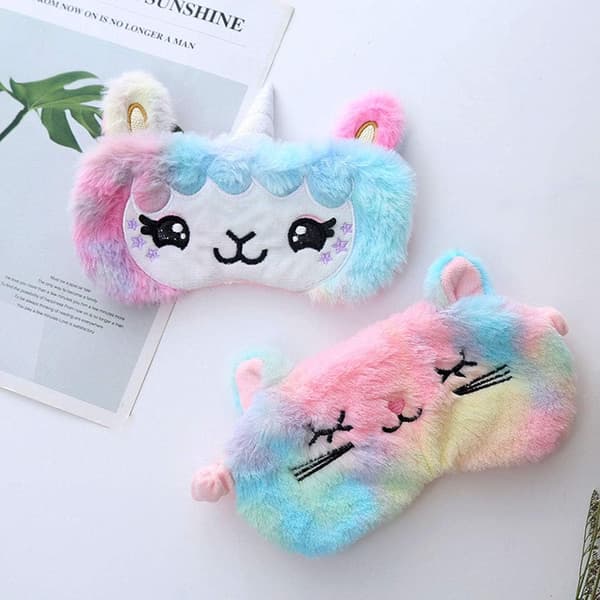 2 Pack Söta Djur Enhörning Katt Sov Mask för Flickor Söta Enhörning