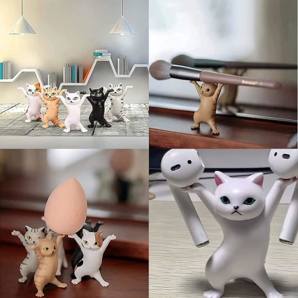 5 stycken dansande kattkista prydnad, rolig katt pennhållare, inter