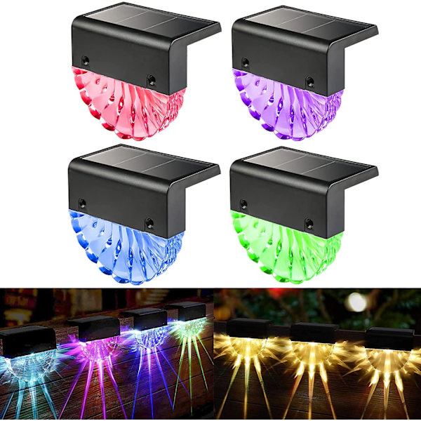 4-pack solcellslampor för trappsteg, vattentäta LED-solcellslampor för utomhusbruk