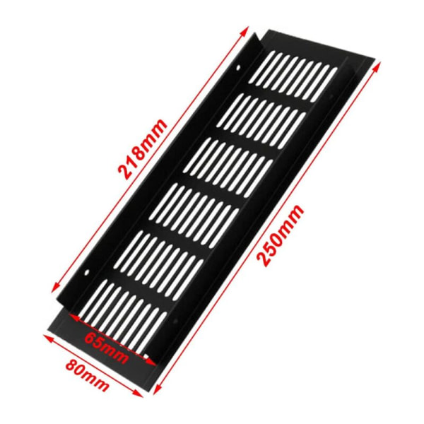 Alumiininen tuuletusritilä 2 kpl Tuuletusritilä Suorakulmainen tuuletusritilä Tuuletusritilä ulkokäyttöön Tuuletusritilä musta 250 X 80mm