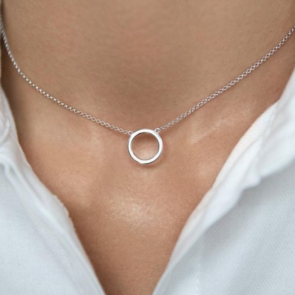 Öppen cirkelhalsband i sterlingsilver, 18\" + 2\"