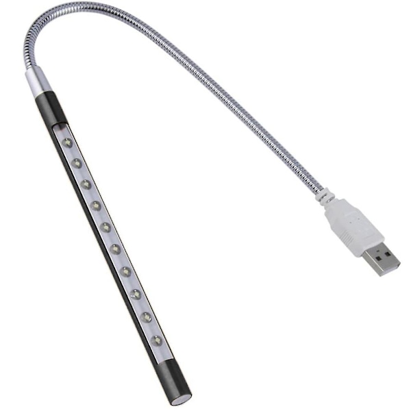 Let Laptop Lampe Usb Led 5v 1w 10 Led Lang Svanehals Touch Dimmer