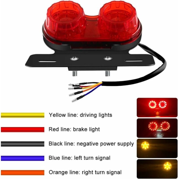 LED-bakljus för motorcykel, integrerat bromsljus, blinkers, körljus