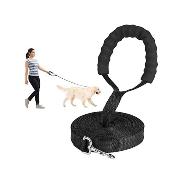 Hundetreningsbånd - 10 m langt - Nylon - for store hunder - med komfortabelt polstret håndtak - for kjæledyrsporing, camping, lek og hagearbeid (10 m)