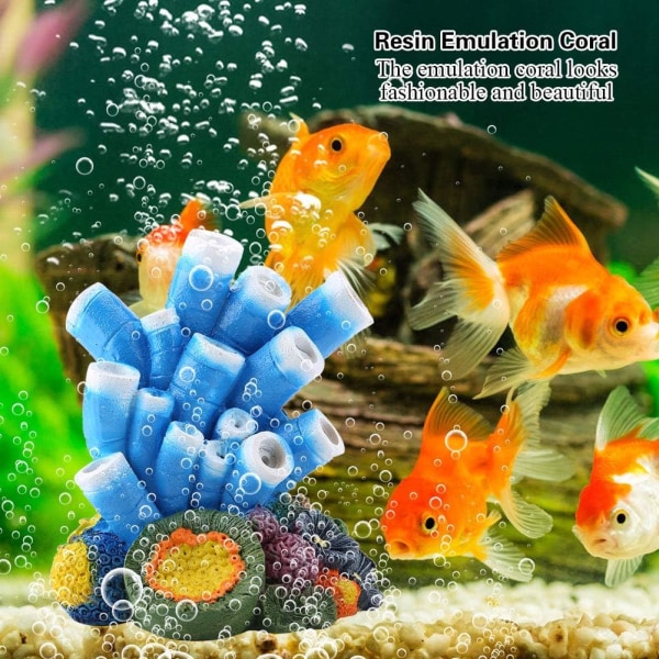 Resin Emulation Coral Farverig Fashionabel Akvarium Dekoration Luft Boble Sten Blå Koraller Søstjerne Oxygen Akvarium Fisk Tank Ornament Dekoration Fremragende Skjulested for Fisk
