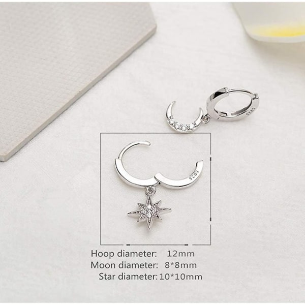 Kvinnors Hänge Liten Creol Örhängen Flickor Sterling Silver Charm Kristall Som