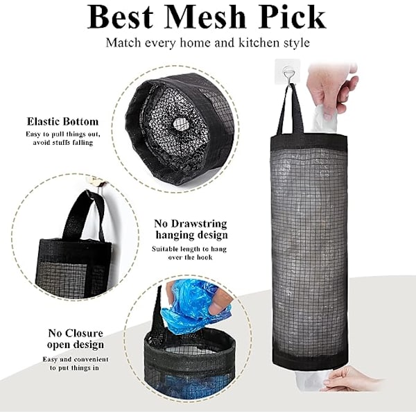 Plastposeholder, Mesh Bæreposeholder Hengende Oppbevaringspose D