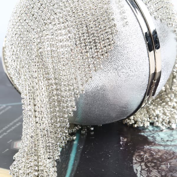 Sølv Diamanter Rhinestone Rund Bold Aften Tasker Til Kvinder Mode Mini Kvast