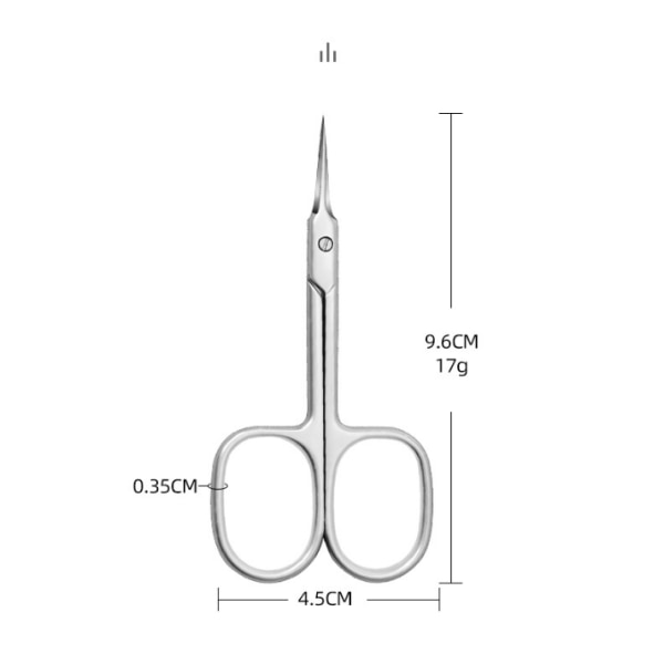 Profesjonelle neglebåndssakser, øyenbrynsakser, buet blad i rustfritt stål