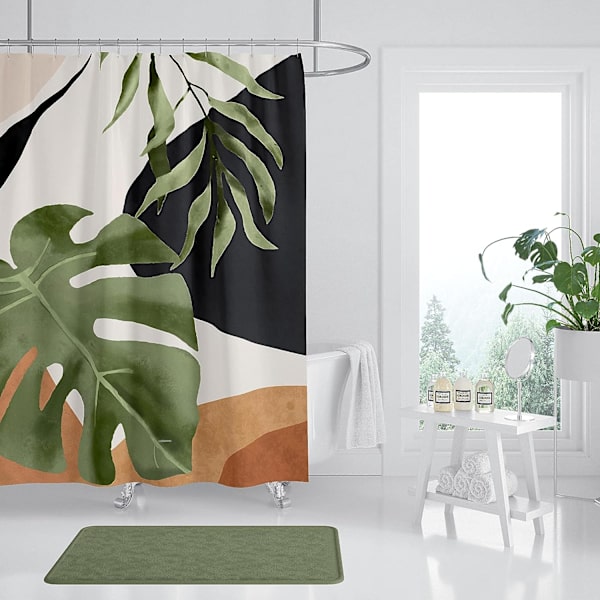 Duschdraperi Vattentät Polyester Duschdraperi Set med 12 Krokar