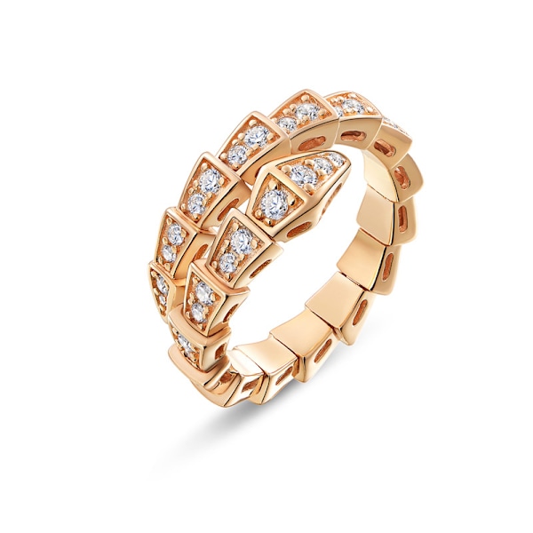 Lett luksus full av diamanter nisje design slangeformet ring kvinner