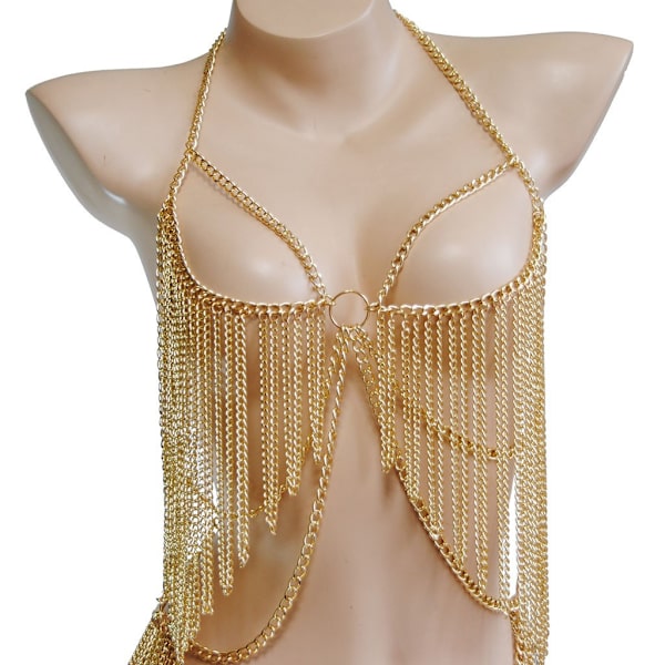 Luksus Tupsu Yhden Kappaleen Body Chain Bikini Set Strassit Top Panty