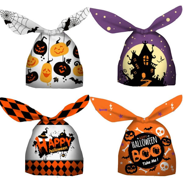 40 kpl Halloween-karkkipusseja, Halloween-paperikarkkipusseja, muovisia pakkauspussit, kurpitsakarkkipusseja, pupunkorvakarkkipusseja, välipalapusseja, leivontaevästepusseja, lahjapusseja