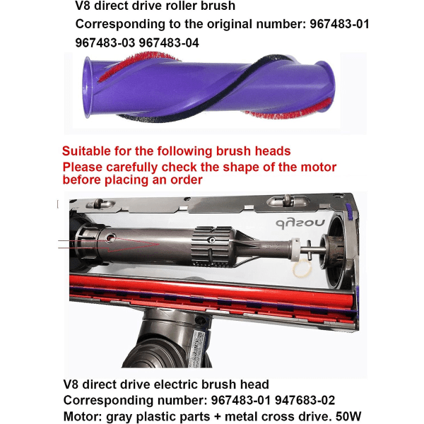 Chuancheng Brushroll Brushbar 967485-01 för Dyson V8 sladdlös upprätt dammsugare reservdelar