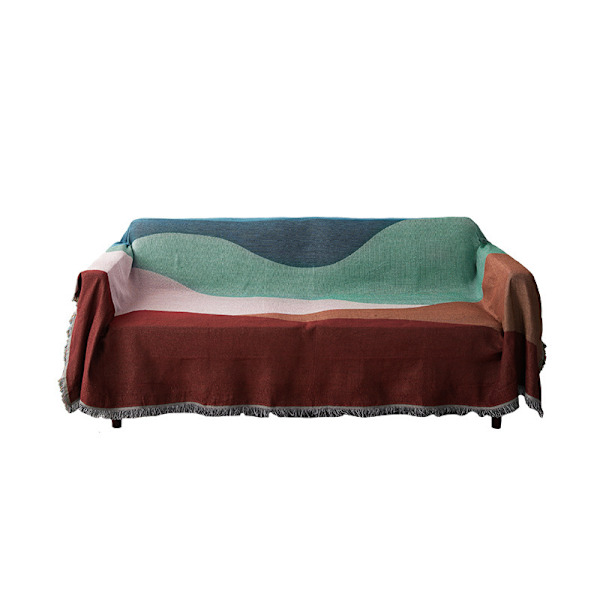 Reversibel farge patchwork sofaovertrekk, vevd dekorativt teppe, sofaovertrekk for stue, bohemske møbeltrekk, 130X 180 cm