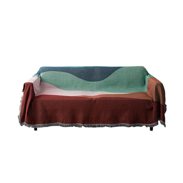 Reversibel farve patchwork sofaovertræk, vævet dekorativt tæppe, sofabetræk til stue, boheme møbelbetræk, 130X 180 cm