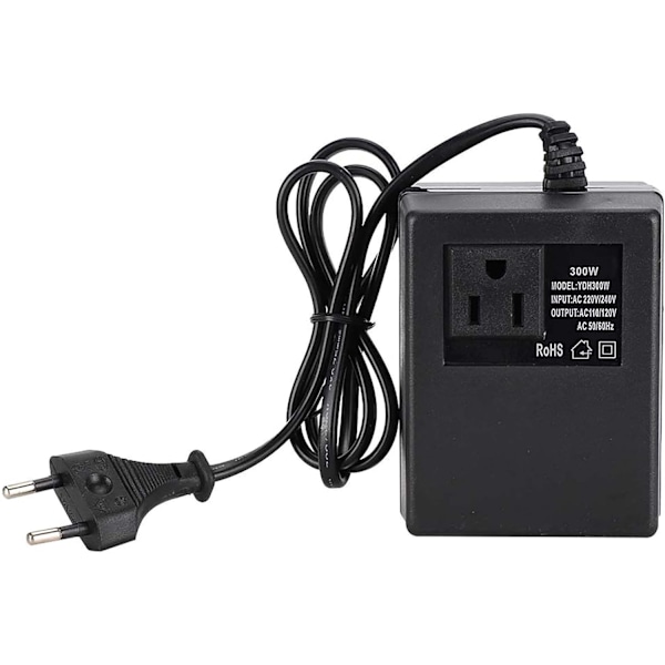 Pluggomvandlare, 300W Strömtransformator Spänningsomvandlare AC 220V till 110V Resepluggadapter för Bärbara datorer, Kameror (EU-kontakt)