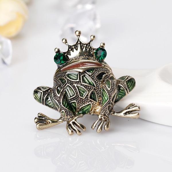 Mote Kvinner Tegneserie Froske Prins Kingdom Crystal Brosje Pin Fest Smykker Gave