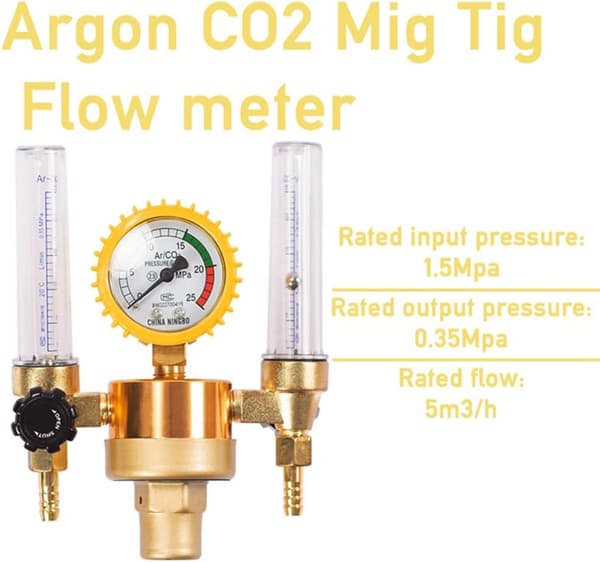 Argon CO2 trykreduktionsventil Flowmåler Kontrolventil Dobbelt