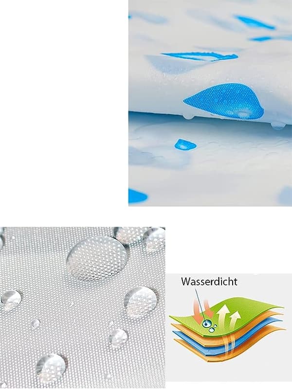 Mögelresistent textil duschdraperi - Vattentät - Antibakteriell