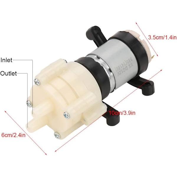 12VDC membranpumpe, mini elektrisk sugepumpe, ultra-stille design til tekande, vandkøling, fiskebeholder osv.