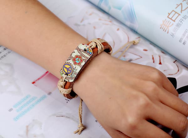 Läderarmband för män i flerskikts flätat läder
