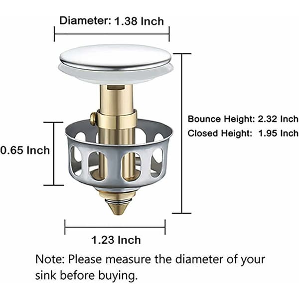 Bounce Drain Sink Drain Plug Pop Up Bathroom Sink Drain Plug With