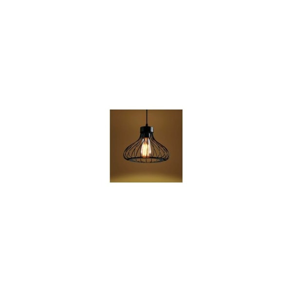 Retro Metall Pendellampe Svart Bur Industriell Vintage Pendel Li