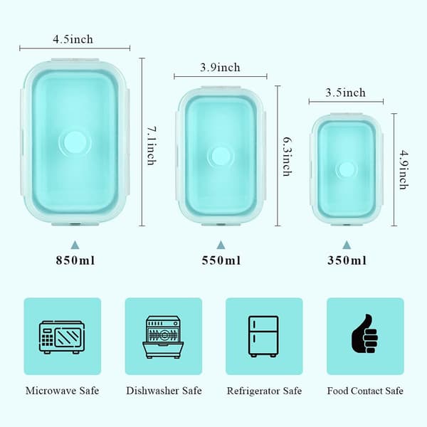 850 ml silikon matboks, sammenleggbar matoppbevaringsbeholder