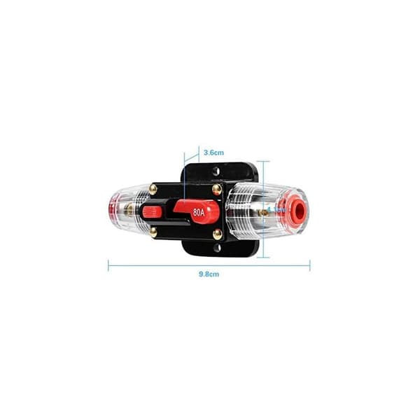 2 stk. 80A Inline Circuit Breaker Reset Fuse, 12V-24V DC 80A Reset