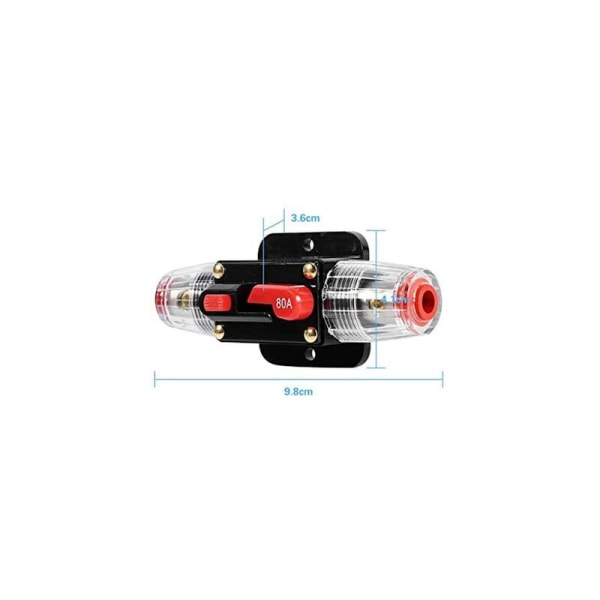 2 stk 80A Inline kretsbryter tilbakestill sikring, 12V-24V DC 80A tilbakestill