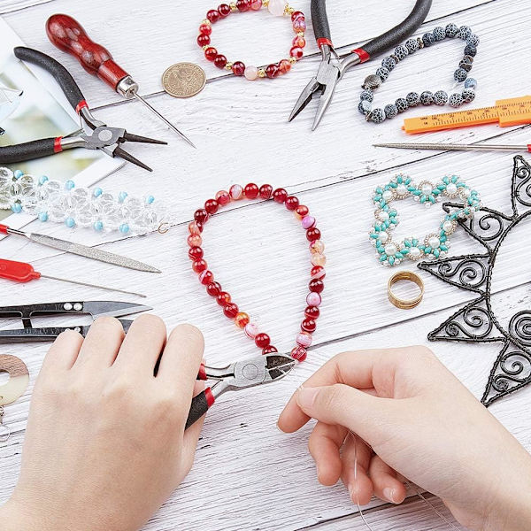 10 st DIY smyckesverktygssatser, inklusive tänger, hoppring, virknål