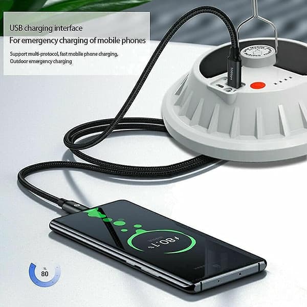 120 stk LED solcelle campinglys med fjernkontroll, USB-lading