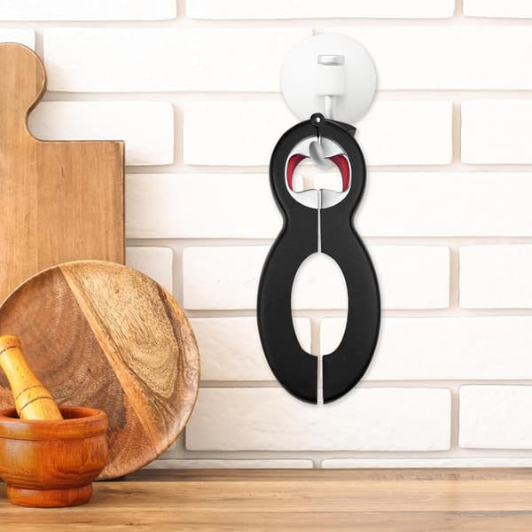 Stykker flaskeåbner, 6 i 1 sodavandsdåseåbner og ølflaskeåbner, multifunktionel dåseåbner, 14,5*6,3 cm, sort og rød, plastik og rustfrit stål