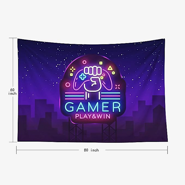Gamer Play Win -logon neonkyltti, pelimallin tyylikäs moderni