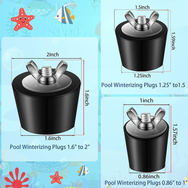 Vinterplugg för pool, 2 st Vinterplugg för pool, 1,25-1,5 tum / 32-38 mm Vinterplugg, Vinterunderhållsbeslag för poolrör, Svart
