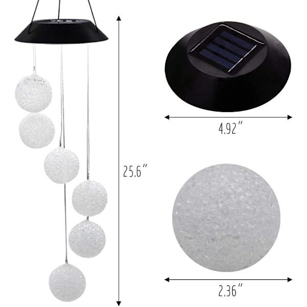 LED solcells kristallkula vindspel, 25\" mobil hängande vindspel